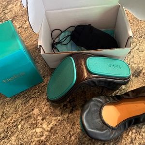 Tieks Black and Teal Flats